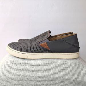 Olukai Pehuea Mesh Slip On Sneakers Grey Women's 9 Casual Loafer